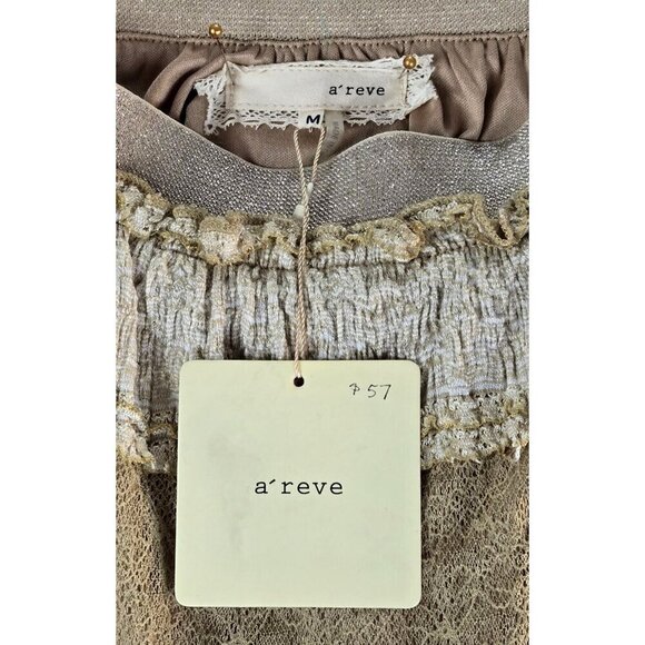 A'Reve Boho Skirt Hi-Lo M Cream Gold Tired Lace Tulle Festival Party Whimsygoth - Picture 8 of 13